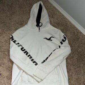 Hollister White and Black Pullover Hoodie